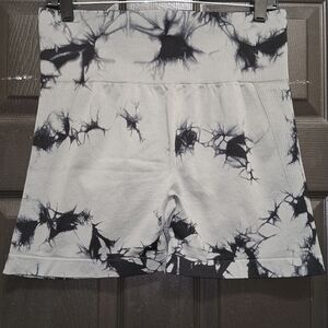 Black and Gray Tie-Dye Shorts
